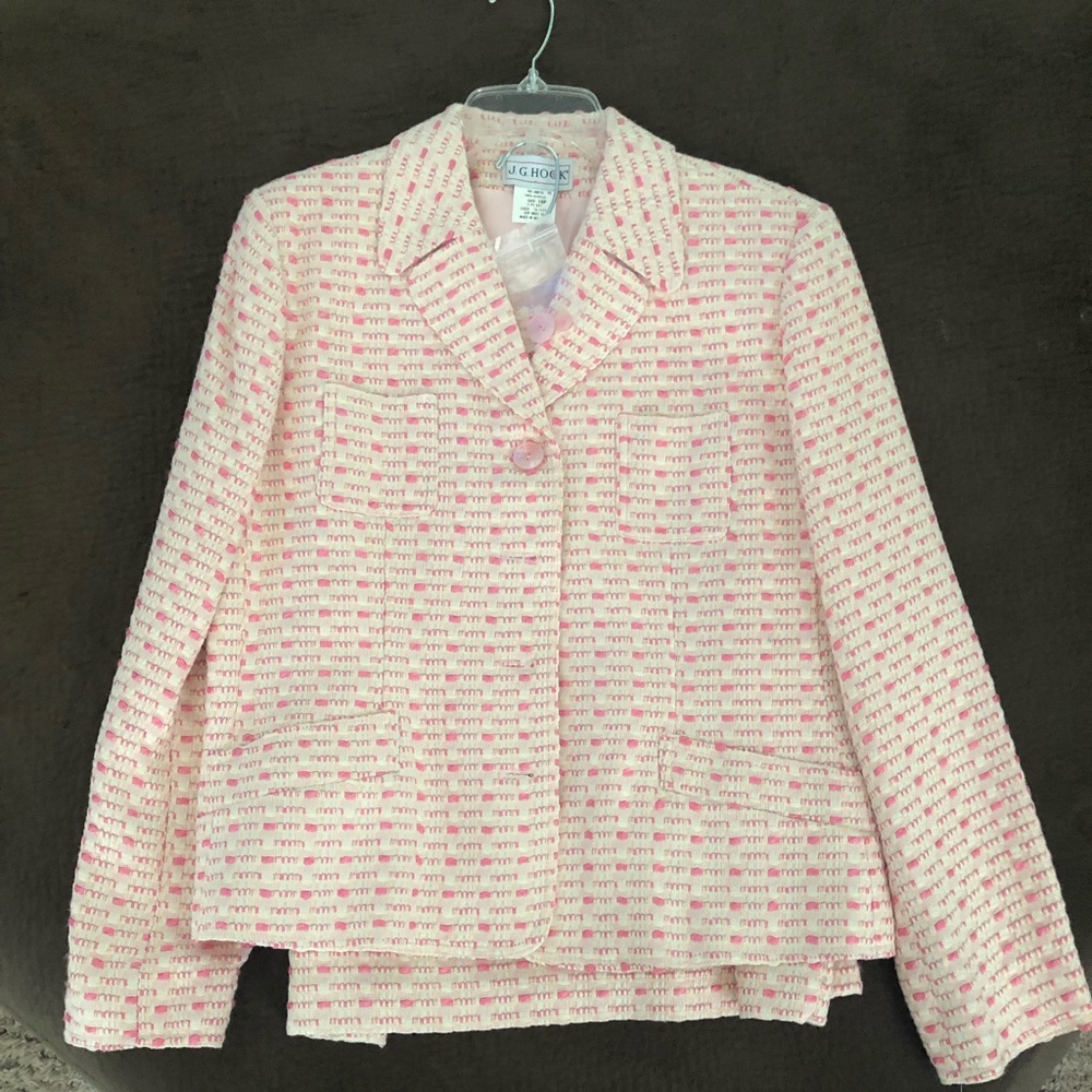 J. G. Hook Pink & White Skirt Suit